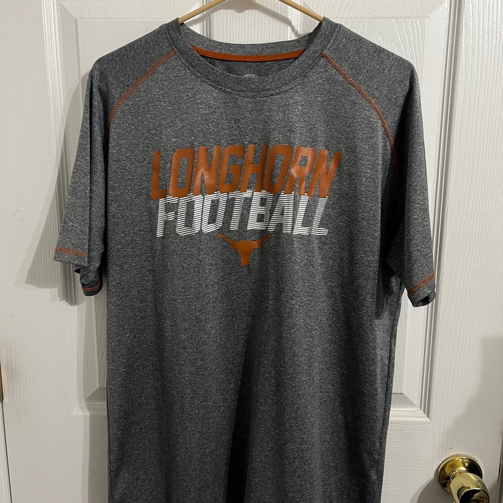 Rivalry Threads Gray Longhorn Football Tee with Orange Accents